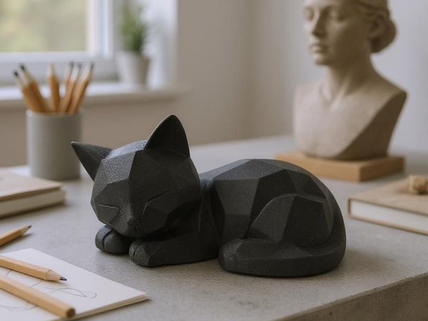 Chat décoratif low poly imprimé en 3D