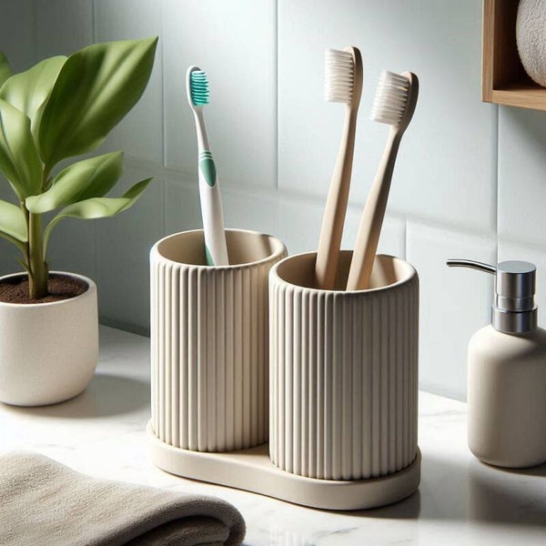 Porte-brosses double strié imprimé en 3D