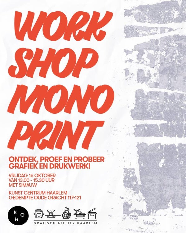 Workshop Monoprinten 16 oktober 13.00u - 15.30u