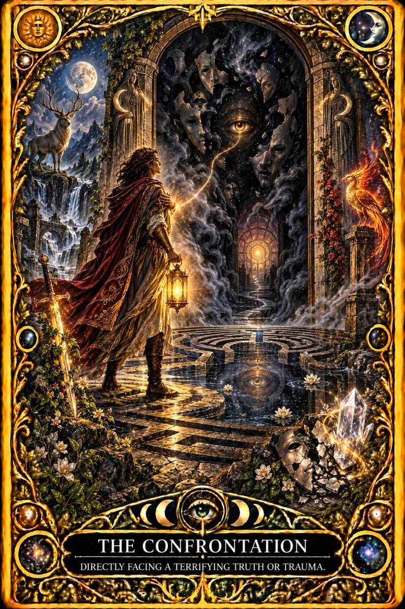 The Confrontation Vila Oracle Card AI Image Created by Manus 