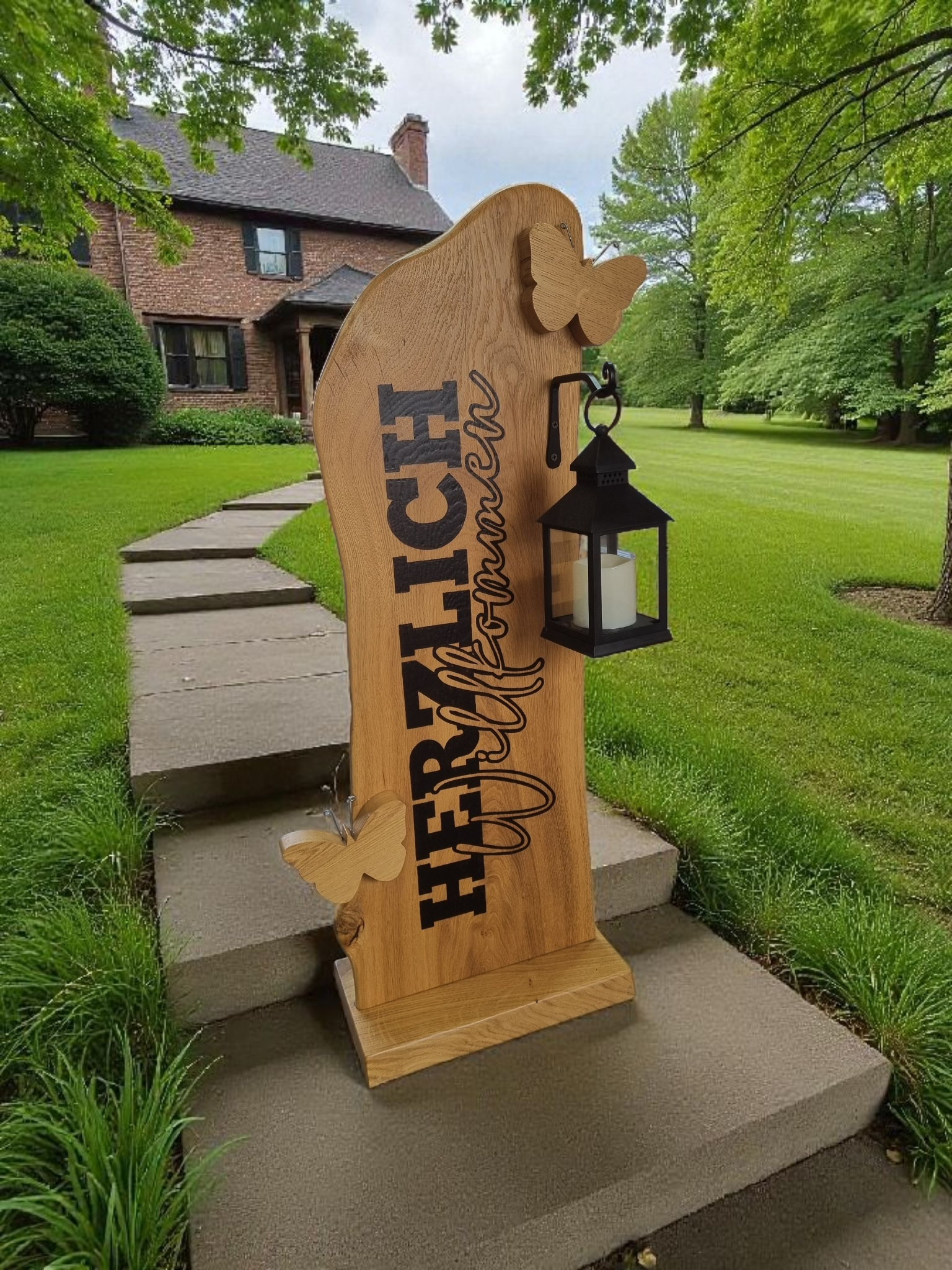 Schild herzlich willkommen