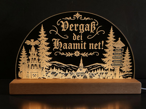 Acryl-Lichterbogen "Vergaß dei Haamit net"