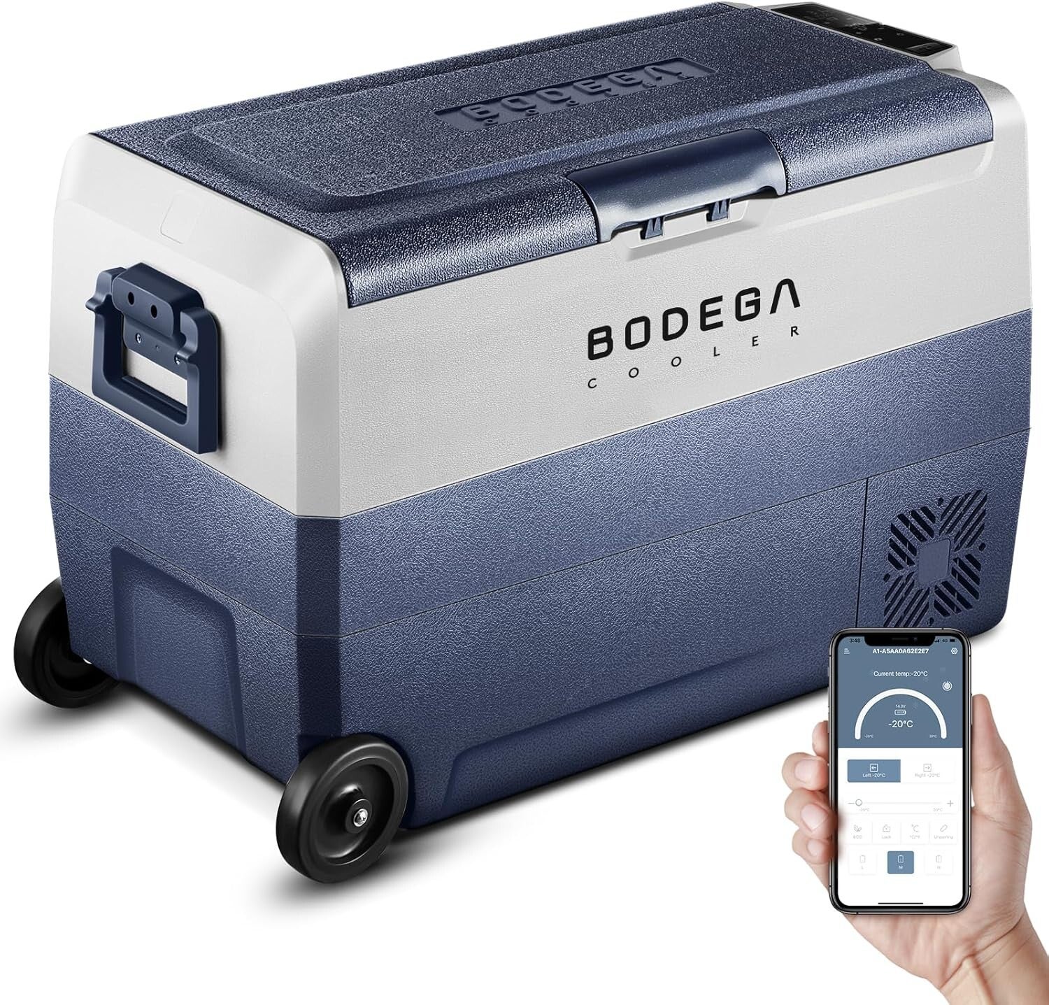 BODEGACOOLER Réfrigérateur portable 12 V 64 quarts, réfrigérateur de voiture à double zone avec contrôle par application WiFi