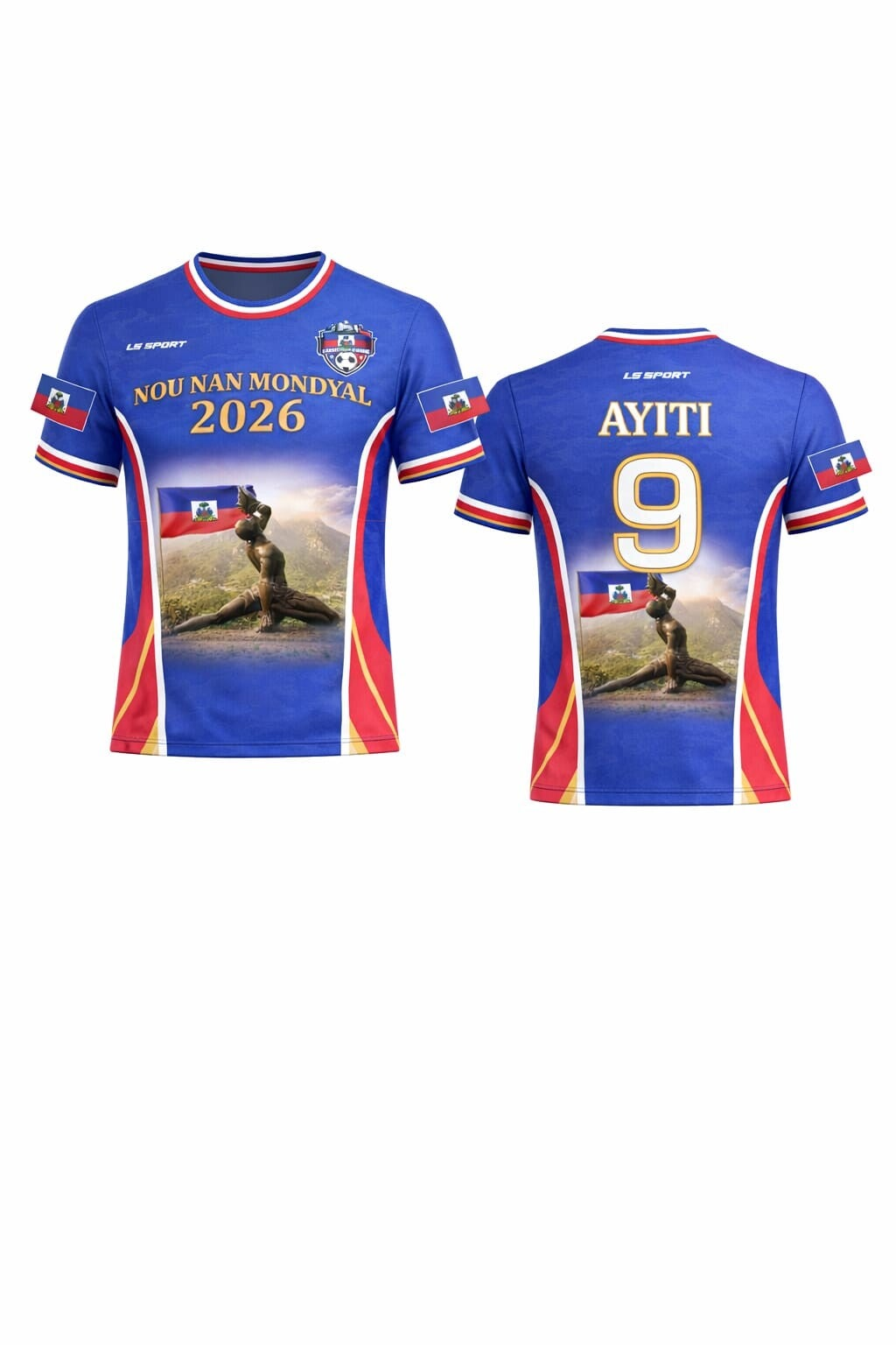 T-shirt sportif haïtien "Nou nan Mondyal 2026 – Le Marron Inconnu" Couleurs de notre identité