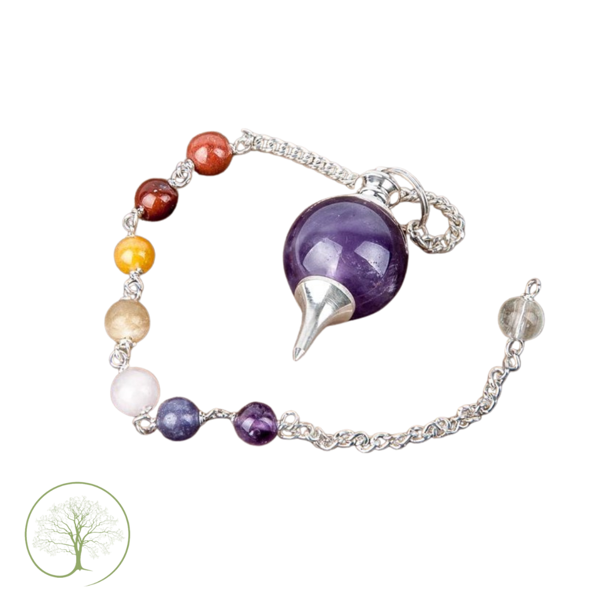 Pendel amethist bolvorm chakraketting