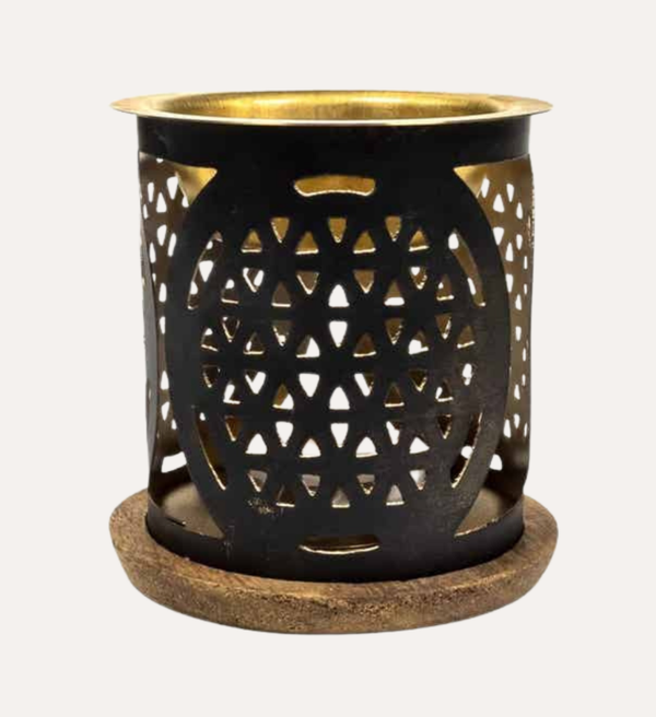 Aromabrander – Bloem des Levens (Zwart/Hout)