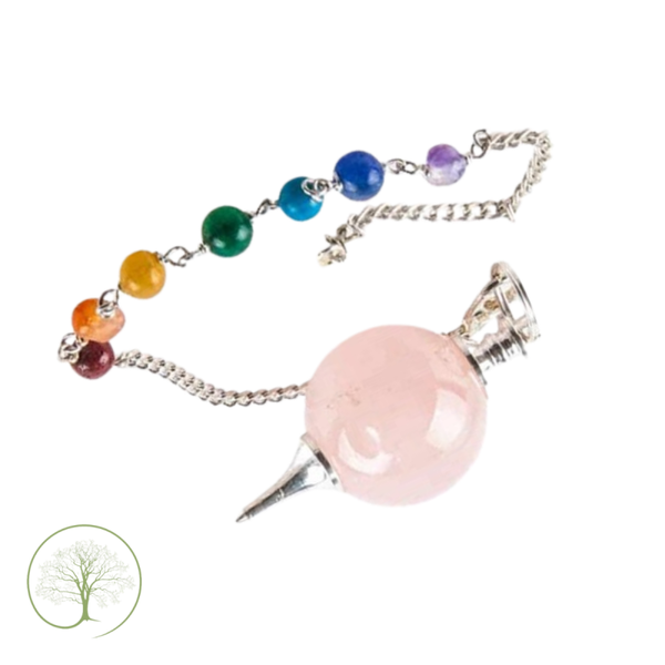 Pendel rozenkwarts bol & chakraketting