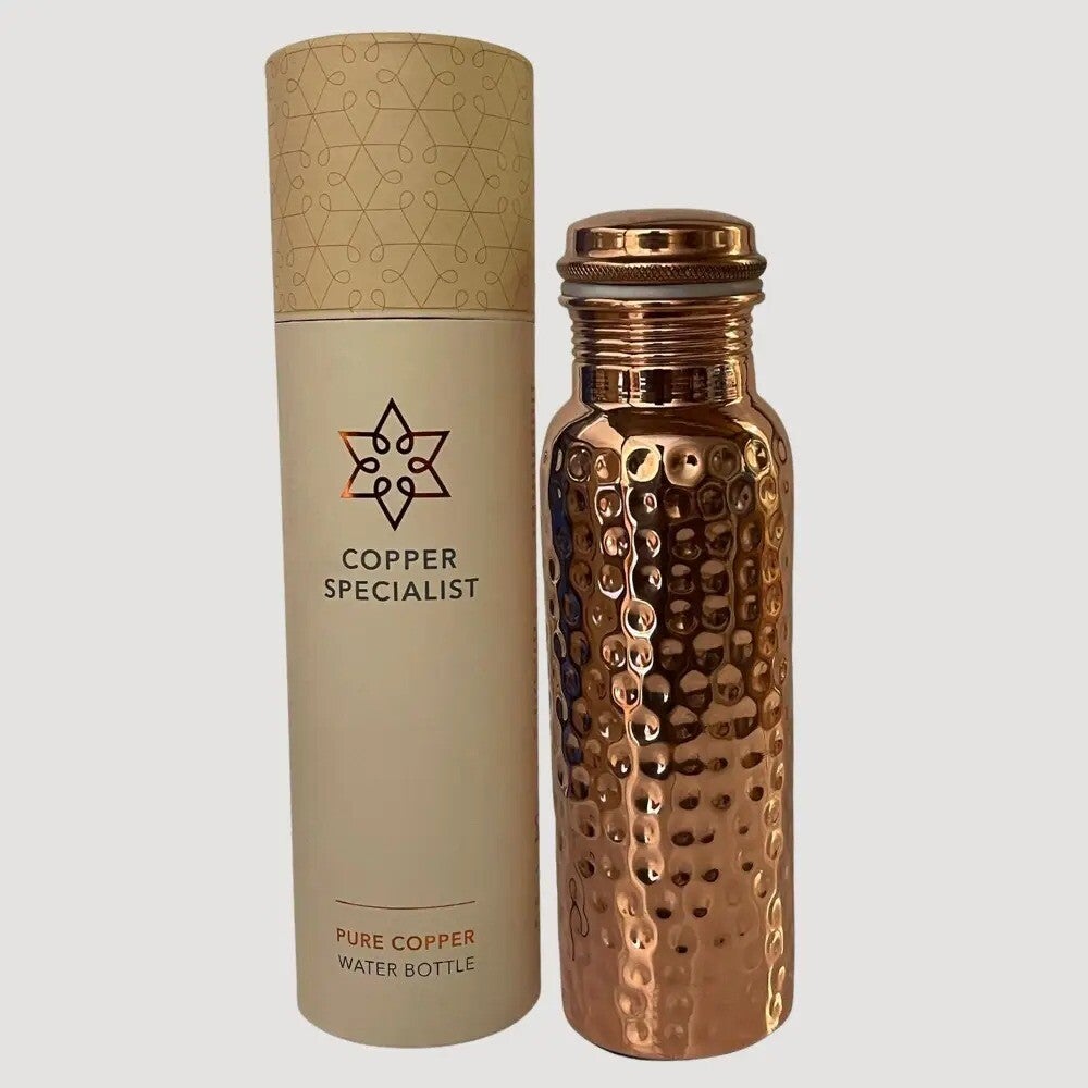 Bouteille en cuivre artisanale  ayurvédique pour eau équilibrante et alcaline750ml