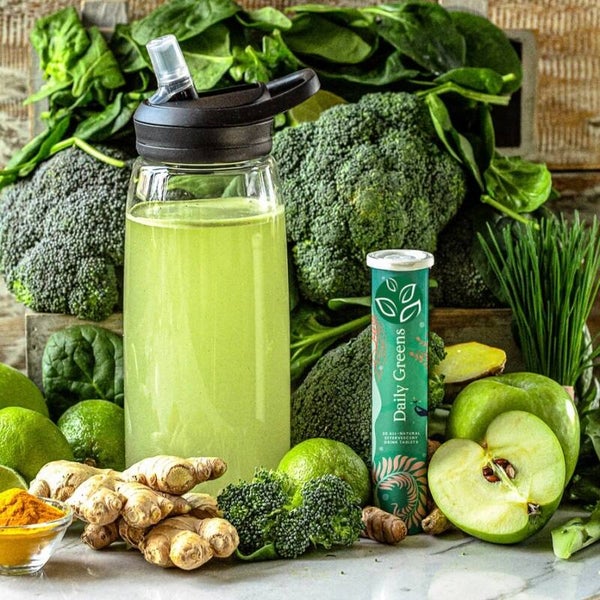 Daily Greens 21 Super-Aliments en 1 Verre Goût Citronné Ultra-Rafraîchissant Sans Sucre Ajouté pour Détox Purification et Immunité
