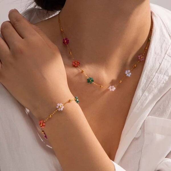 Ensemble Collier Perle Multicolor