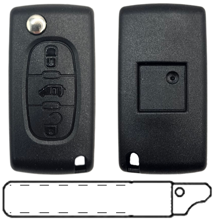 Citroen 3-knops klapsleutel laadklep CE0523 VA2T lege behuizing