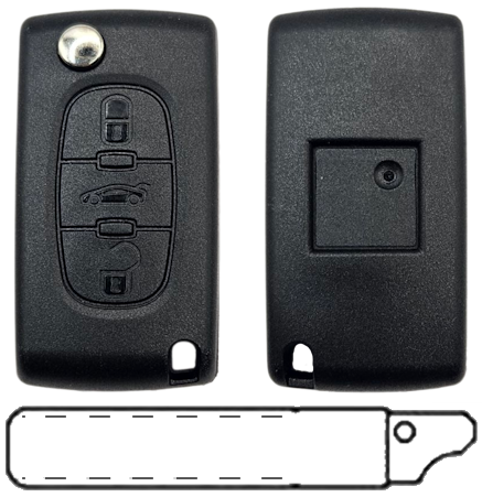 Citroen 3-knops klapsleutel koffer CE0536 1 VA2T 433MHZ ID46 FSK