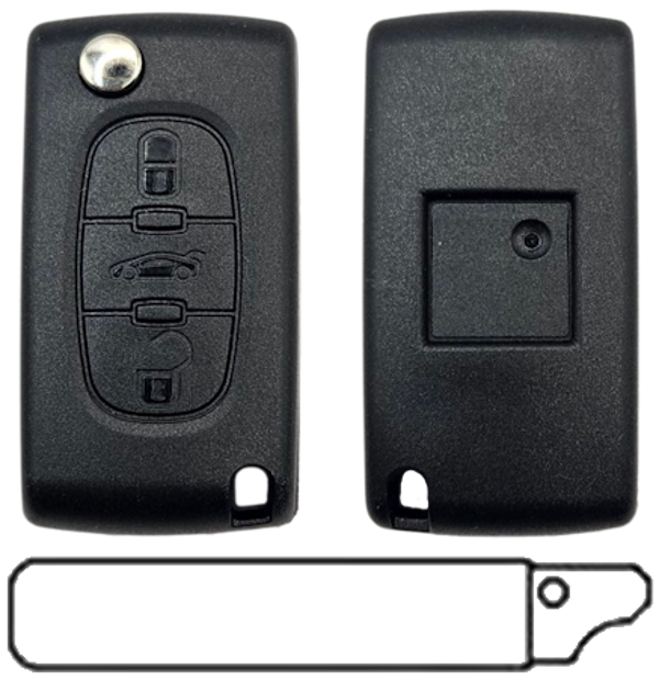 Citroen 3-knops klapsleutel Koffer VA2T lege behuizing