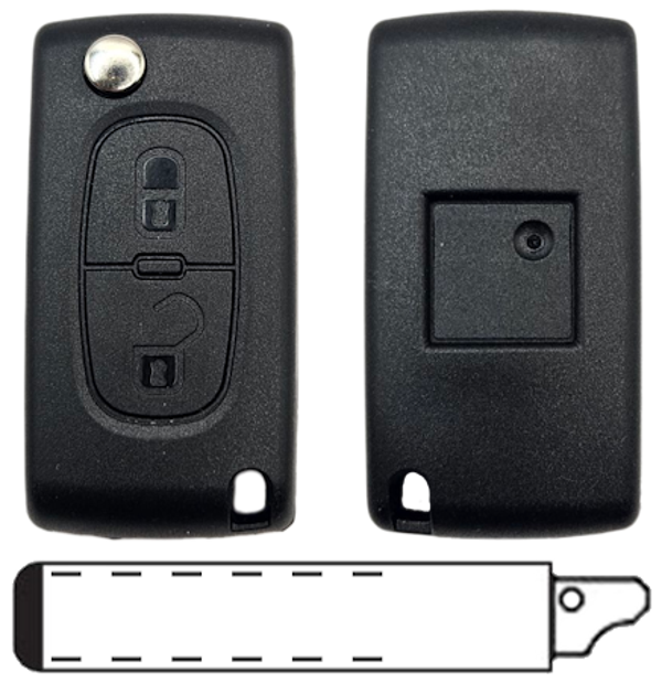 Citroen 2-knops klapsleutel HU83 433MHZ ID46 ASK/FSK