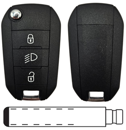 Peugeot 3-knops klapsleutel lichten 434MHZ HU83 4A
