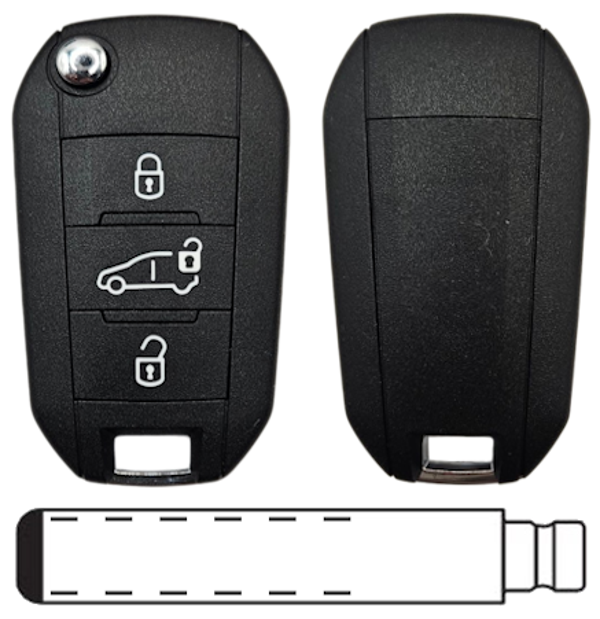 Citroen 3-knops klapsleutel koffer 434MHZ HU83 4A