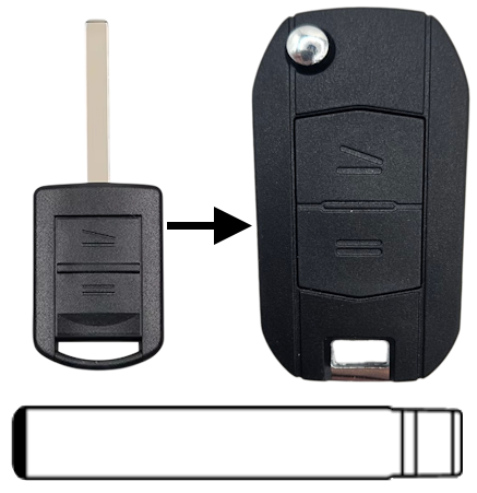 Opel 2-knops klapsleutel ombouwset HU100 lege behuizing