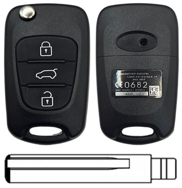 Hyundai 3-knops klapsleutel koffer HY18 Lege behuizing