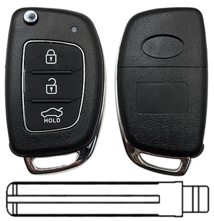 Hyundai 3-knops klapsleutel koffer TOY48 Lege behuizing