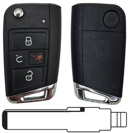 Volkswagen 4-knops klapsleutel koffer HU66 lege behuizing