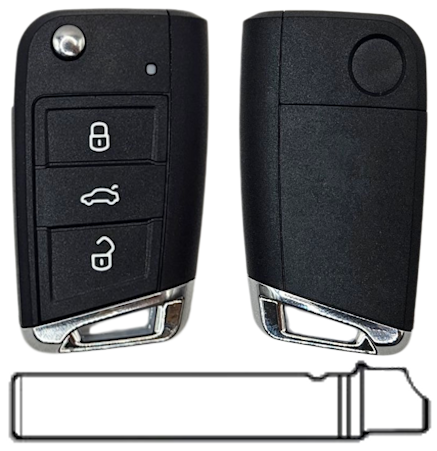 Volkswagen 3-knops klapsleutel koffer HU162T lege behuizing