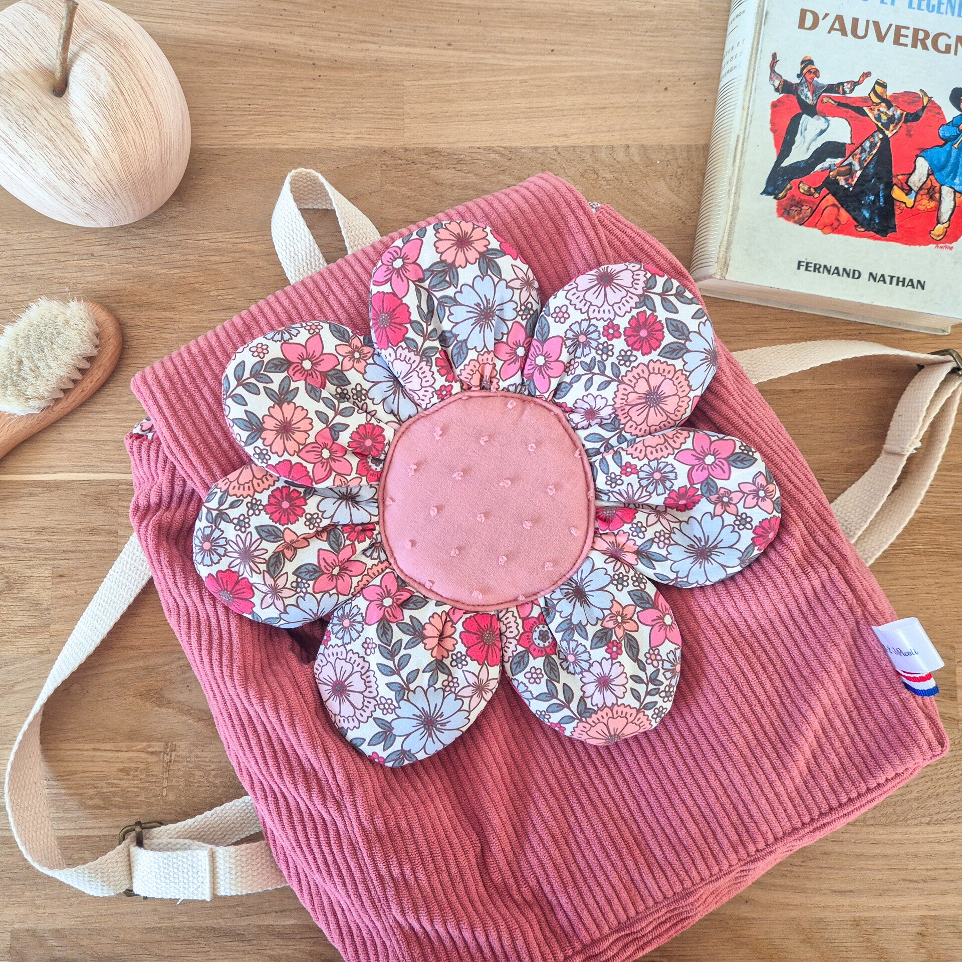 Sac à dos enfant  fleur en velours