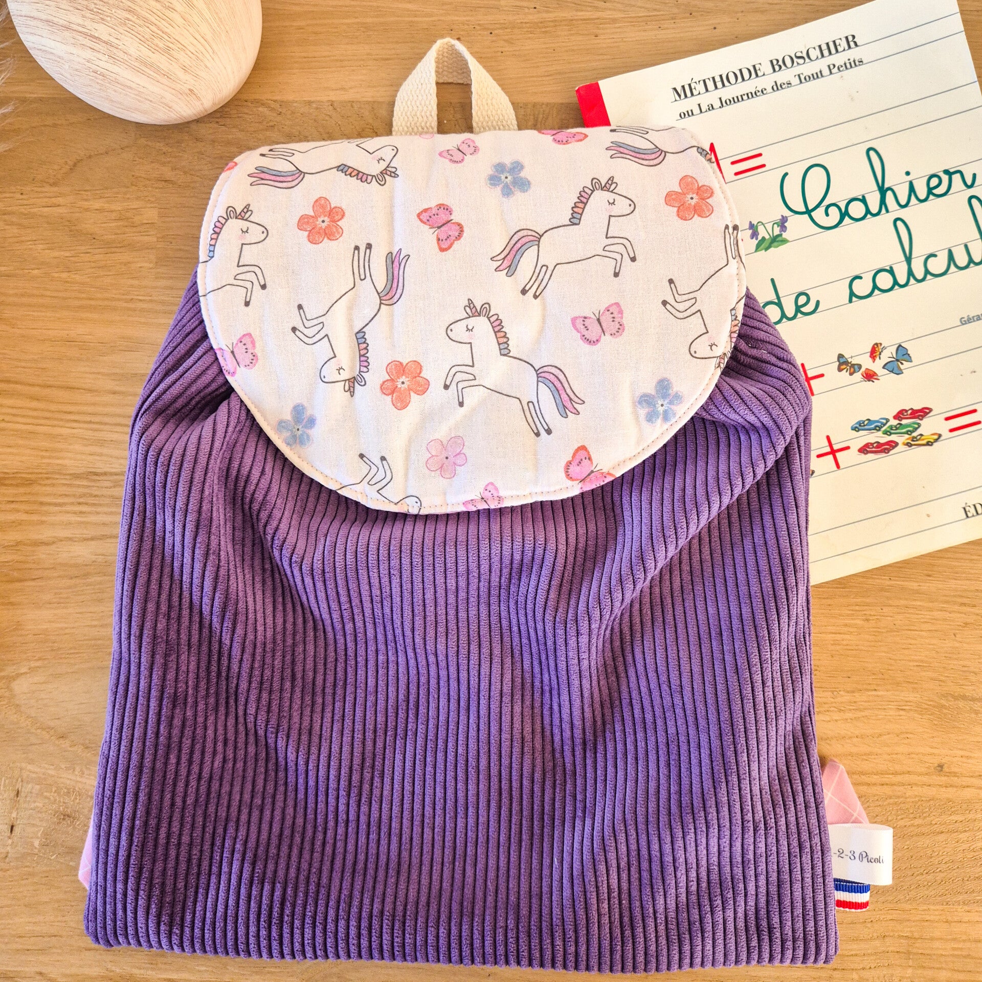 Sac à dos enfant  maternelle en velours