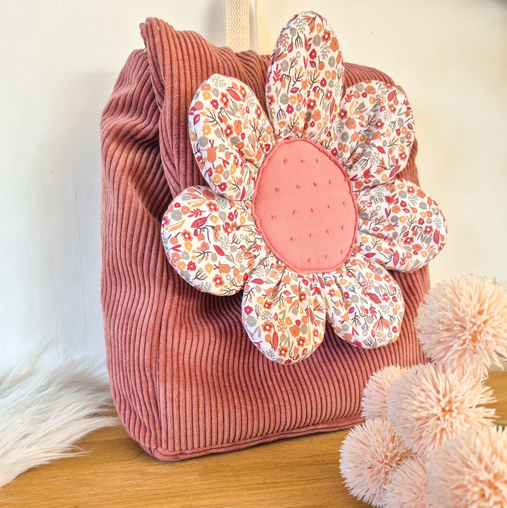 Sac à dos fleur en velours