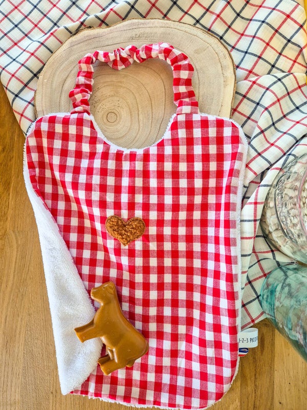 Grand bavoir élastique vichy maternelle