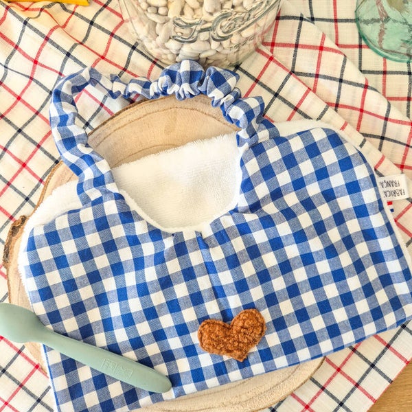 Grand bavoir élastique vichy maternelle
