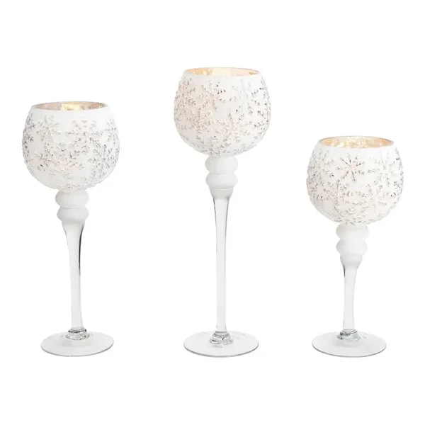 Windlichtset sneeuwvlok decor.