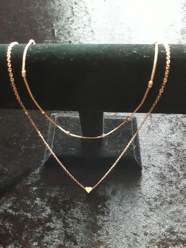 Double Collier pendentifs cœur