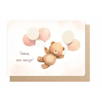 Wenskaart - Hoera een meisje!