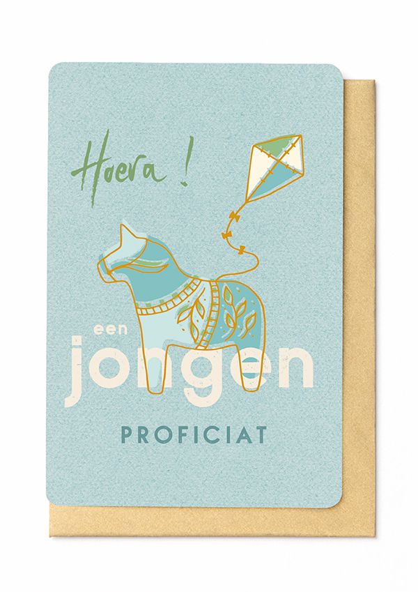 Wenskaart - Hoera een jongen