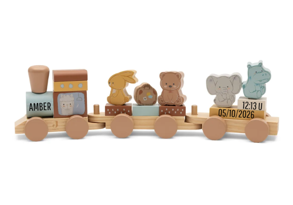 Houten speelgoedtrein - Gepersonaliseerd