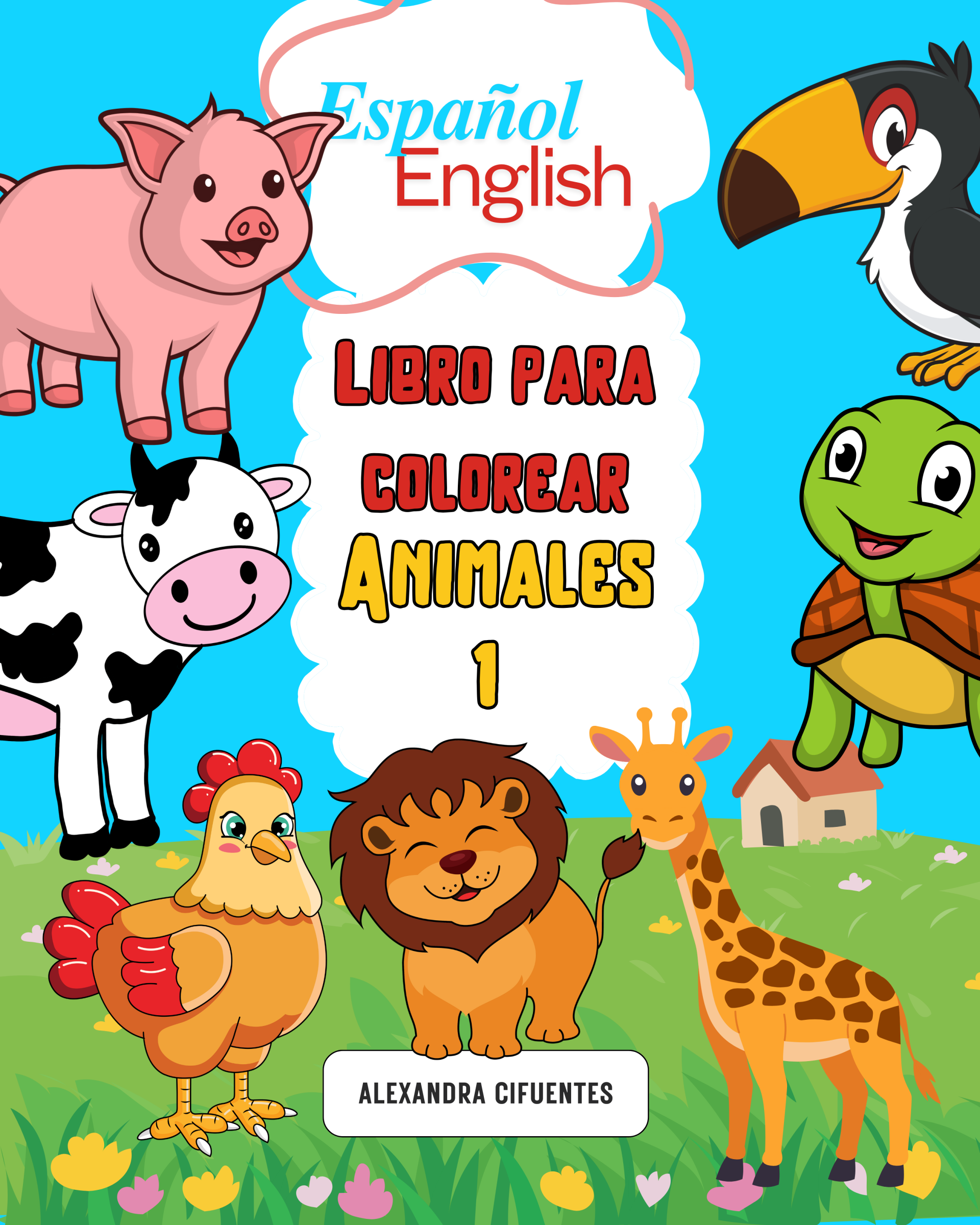 Libro para colorear - Animales 1  Espanol/English