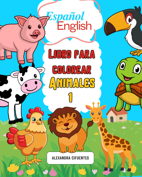 Libro para colorear - Animales 1  Espanol/English