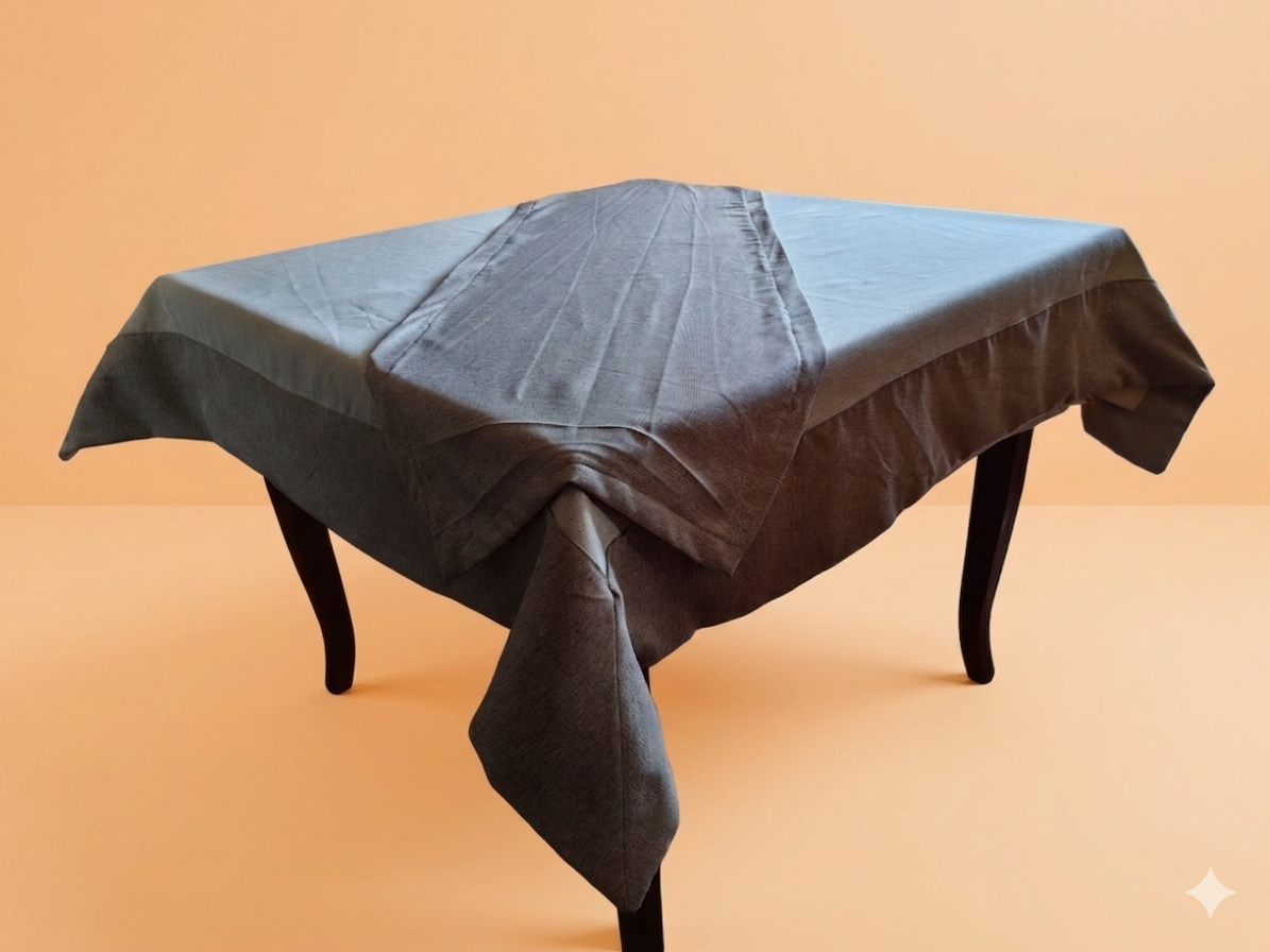 Elegante Runner da Tavolo in Cotone Shantung Grigio - fatto a mano