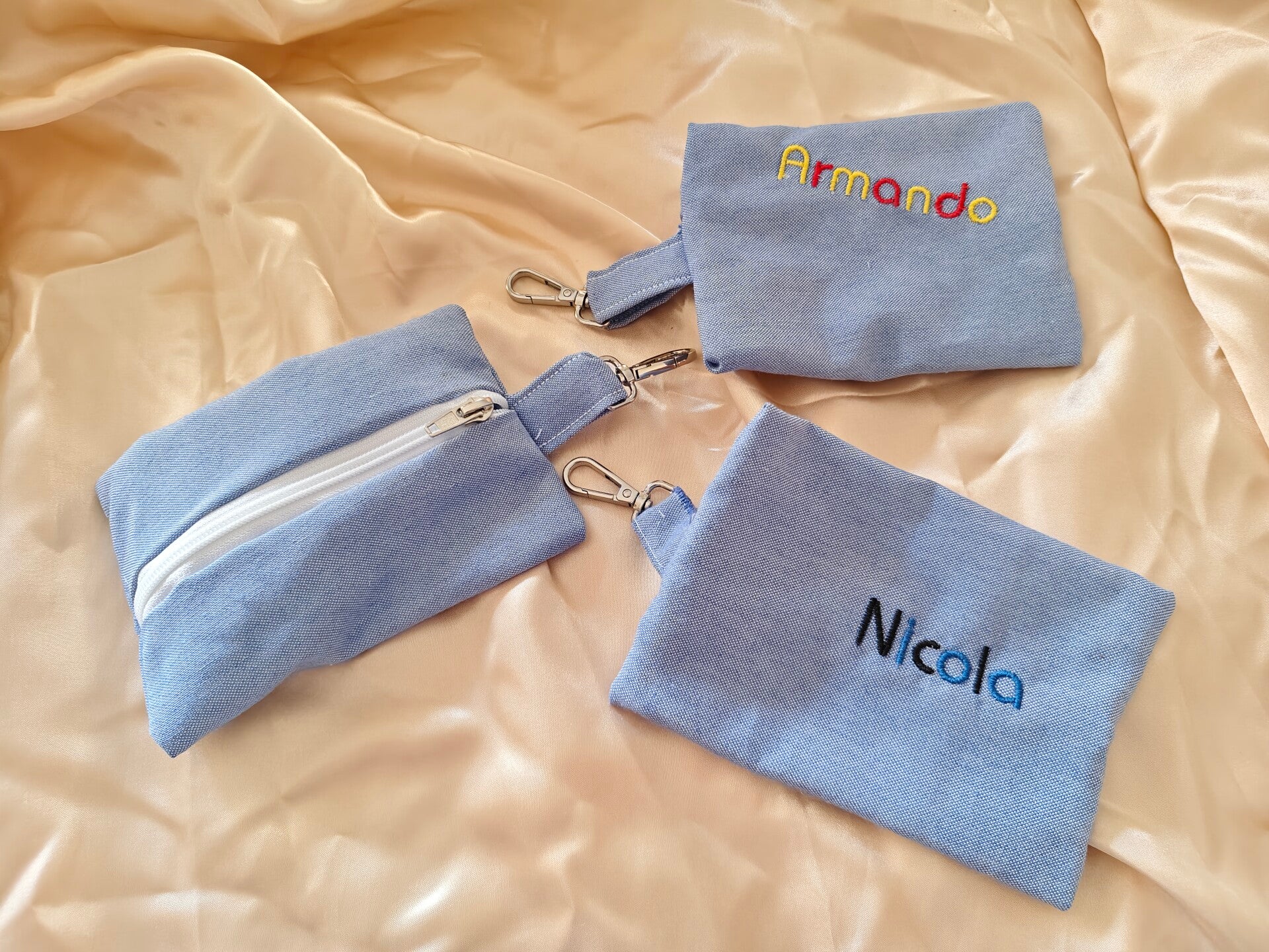 ​Portachiavi ad Astuccio Personalizzato in Cotone Chambray