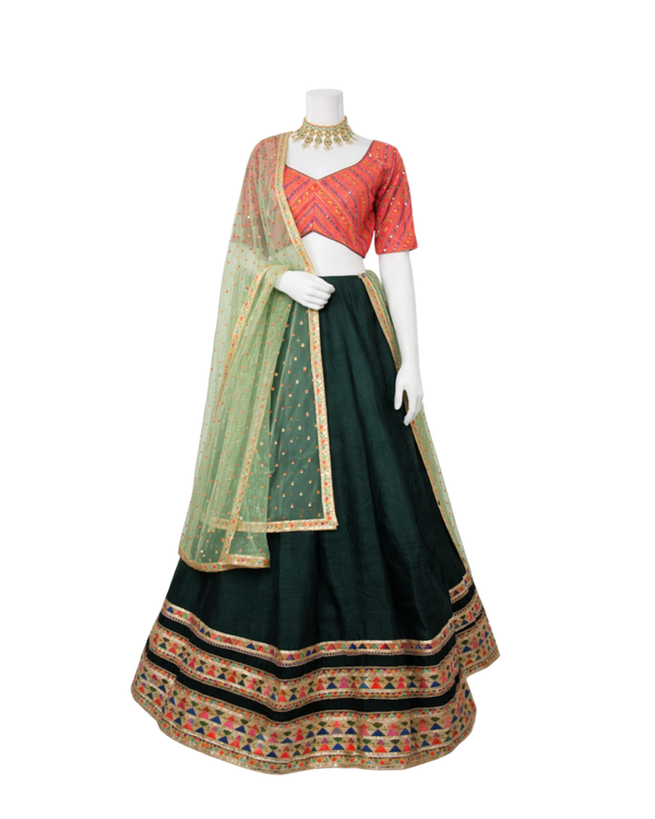Emerald Green, Pink Lehenga
