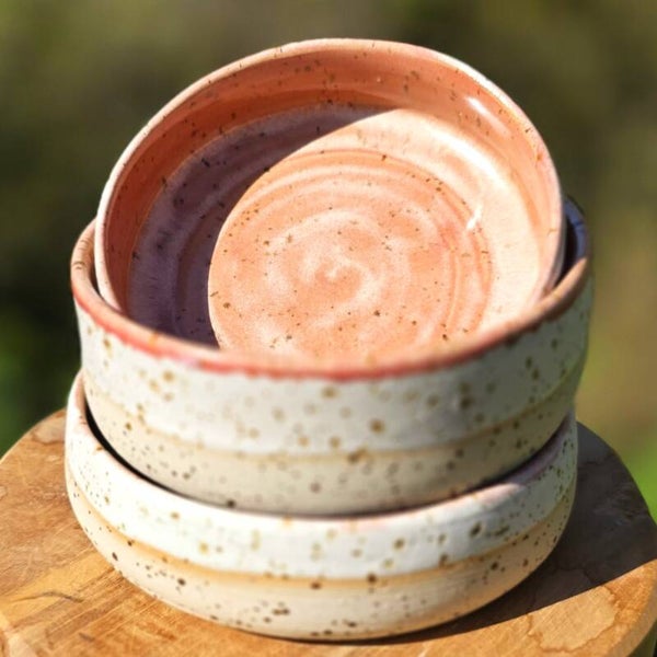 Flat bowls Speckled Pink