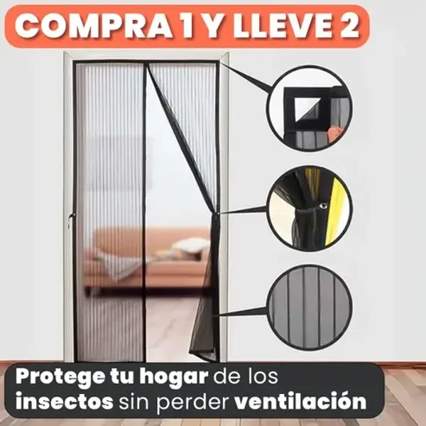 EcoScreen Cortina Antimosquitos con Cierre Automático – Sin Agujeros, Ventilación Garantizada, Estilo Discreto