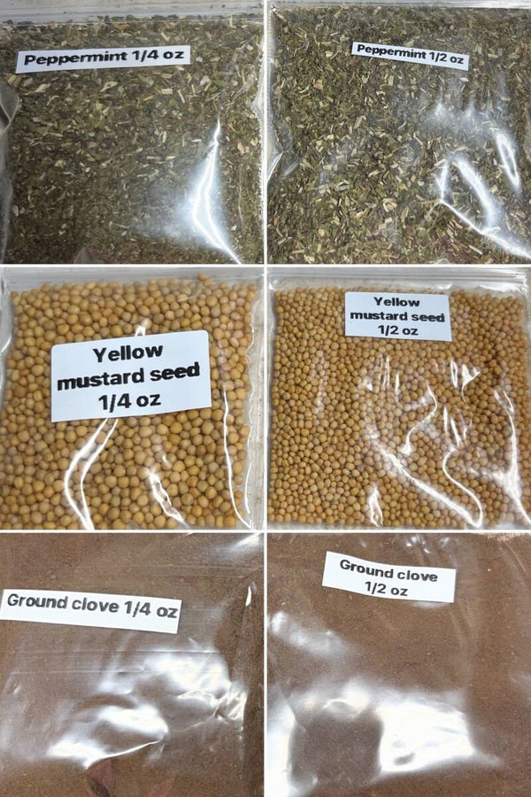 peppermint, yellow mustard, ground clove