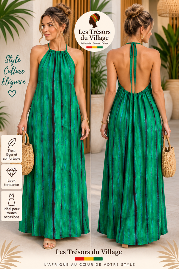 🌿 Robe longue dos nu – Élégance & liberté
