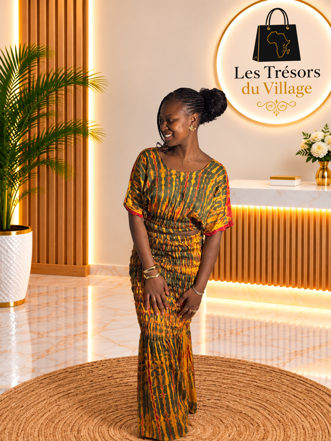 Ensemble long tie & dye – Élégance africaine