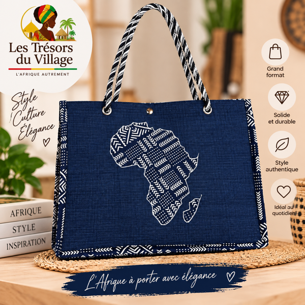 👜 Sac cabas « Afrique » – Bleu marine