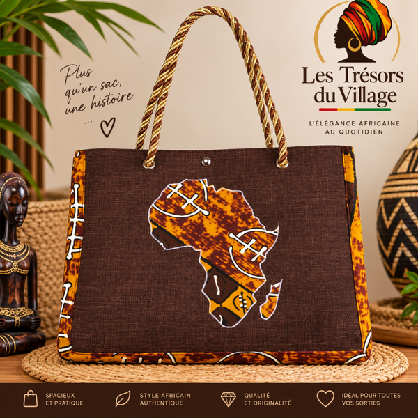 Sac cabas Afrique – Marron & Wax