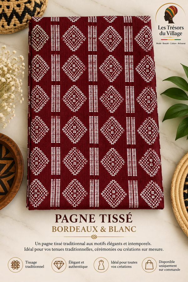 Pagne tissé Bordeaux & Blanc