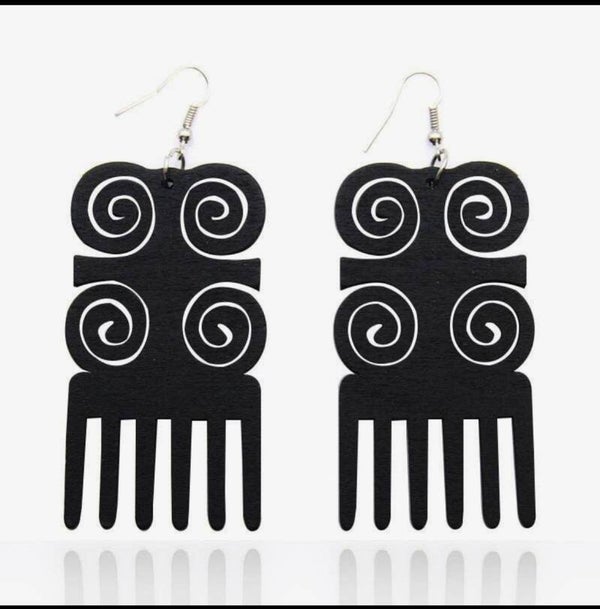 Boucles d’oreilles : forme de peigne noir
