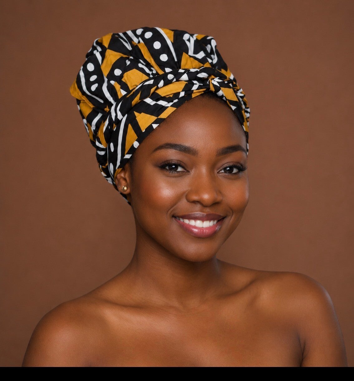 Bonnet satin bogolan « Soleil d’Afrique »
